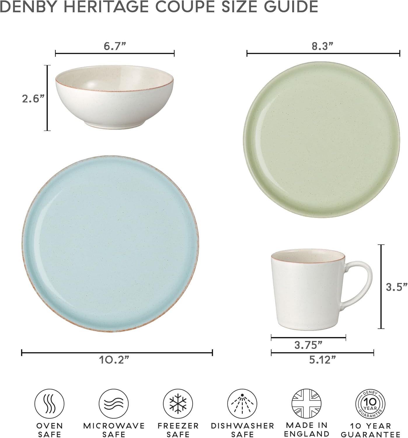 Denby Heritage Pavilion Coupe Dinner Plate Dia. 260X30 Mm Light Blue