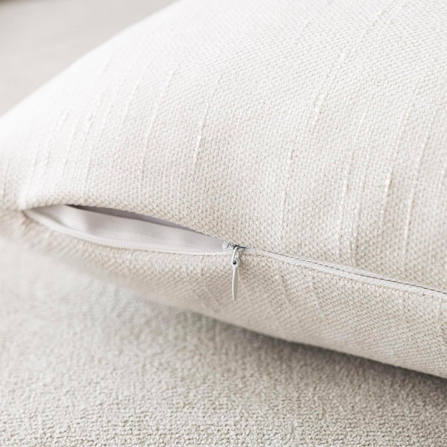 Foindtower Pack of 2 Soft Textured Throw Decorative Pillow Covers Lumbar Accent Solid Cushion Cover Cozy Neutral Farmhouse Pillow Case for Couch Sofa Bedroom Living Room 12x20 Inch, Ivory White