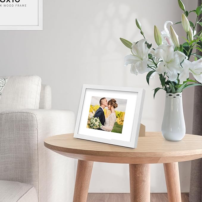 5x7 Oak Wood Picture Frame - Minimalist 5x7 Picture Frame, 5"x7" Frame Wood, Natural Solid Wooden Picture Frames for Wall Art Photo and Prints(3 Pack, White)