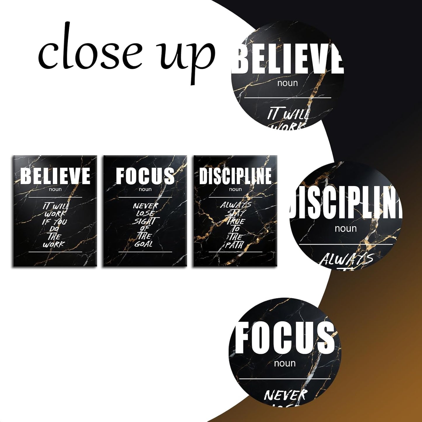 Inspirational Canvas Wall Art Motivational Believe Focus Discipline Print Poster Positive Entrepreneur Quotes Picture Painting Wall Decor for Home Bedroom Office Artwork Ready to Hang [36''Wx16''H]