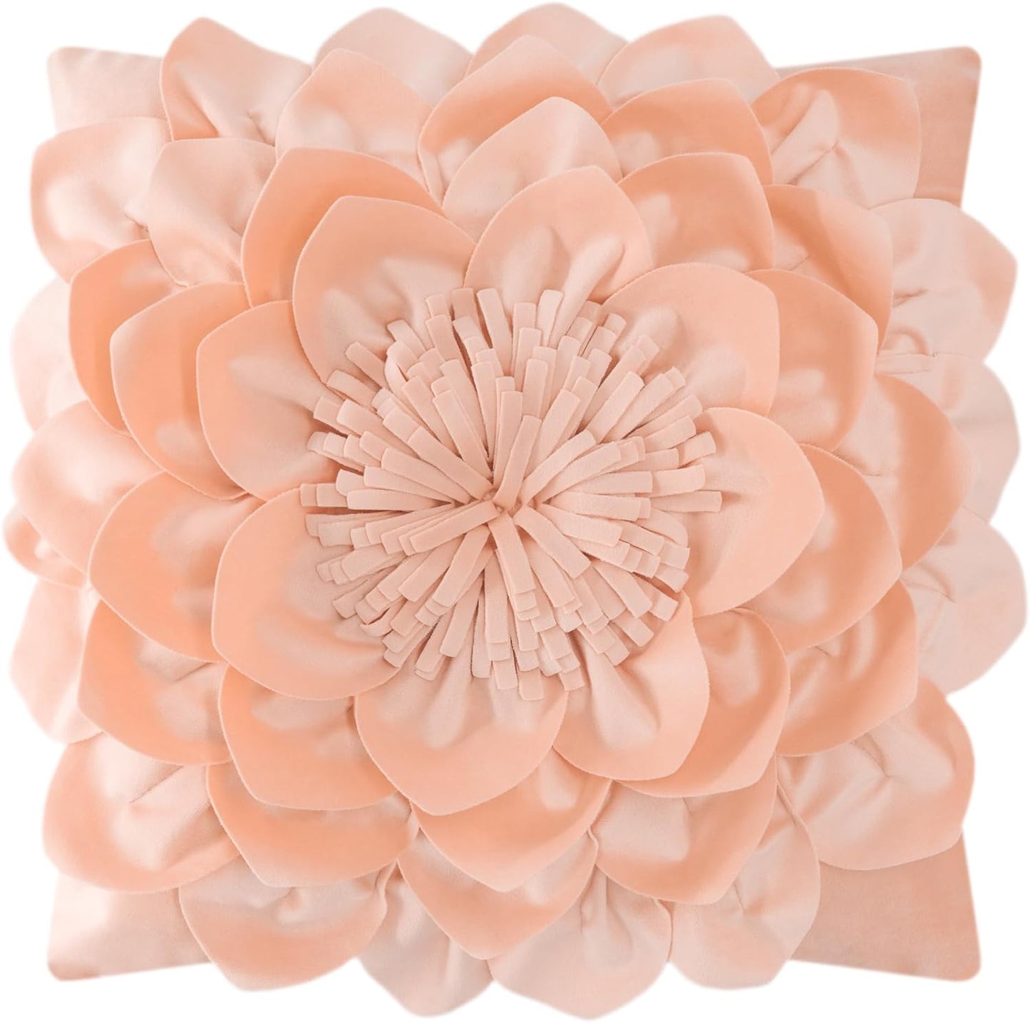 Decorative 3D Flower Throw Pillow Covers Handmade Pillowcases for Sofa Bed Home Room Decor 18 x 18 Inch Peach Pink