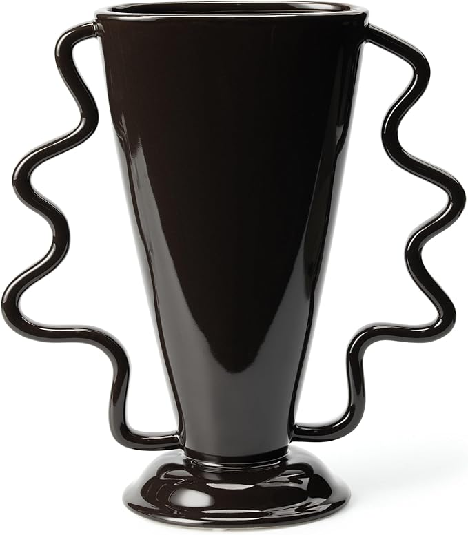 Wild Works Dark Brown Rotary Vase, 9.85” Tall Vintage Decor Vases Medieval Flower Vessel Living Room Entrance Personalized Simple Wabi Sabi Decorative Ornament Ceramic Ornament