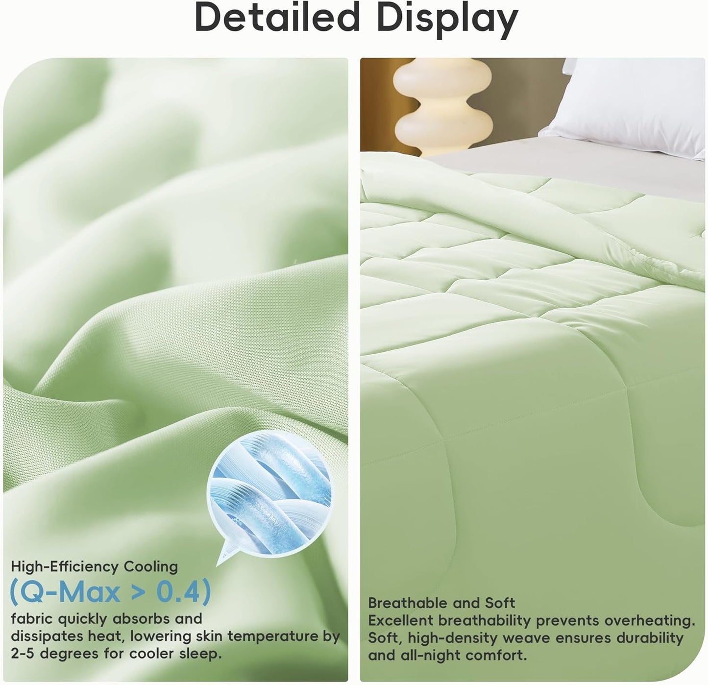 Cooling Comforter King/Cali King Size, All Season Blanket for Hot Sleepers, Lightweight Comforter for Night Sweats, Double-Sided Cooling Bedding for Bed, Sofa, Office, Camping (Sage Green,108"*90")