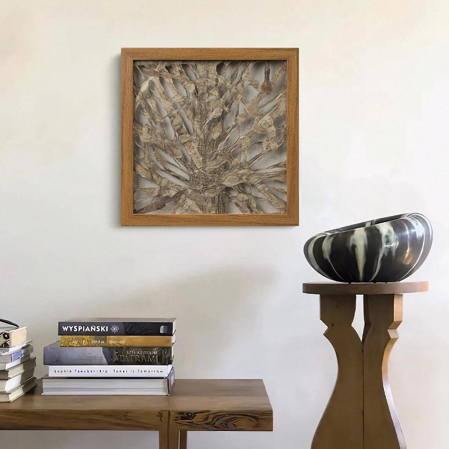 FOLKOR Abstract Wall Art Decor for Home Apartment, 12" Handmade Paper Shadow Box Artwork, Geometric Wall Hanging Plaque for Living Room Bedroom Coffee Book Shop Birthday Housewarming Wedding Gift