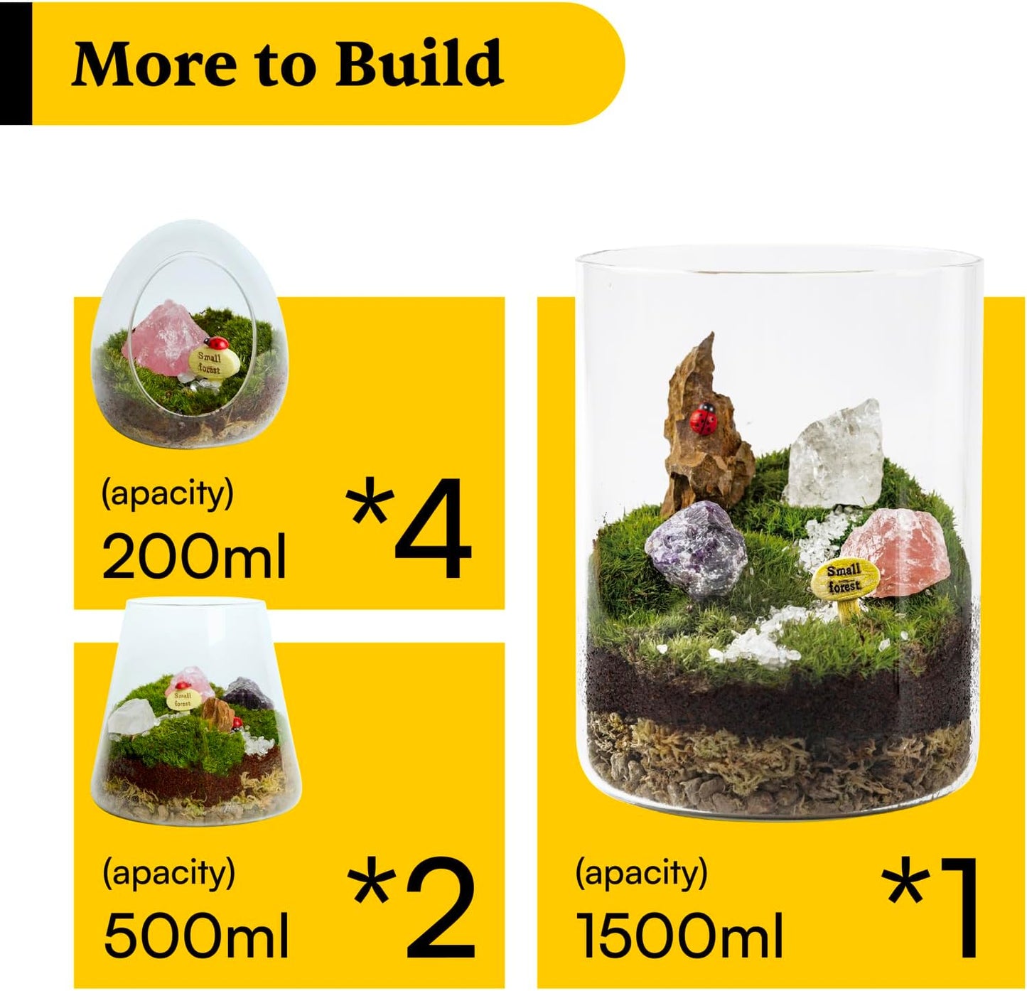 DIY Crystal Terrarium Kit– All-In-One Starter Kit with Perserved Moss, Pumice, Crystals, Coconut Coir, Gardening Tools & Decor | Healing Gift for relaxing | Plants & Crystal Lovers | Home & Desk Decor