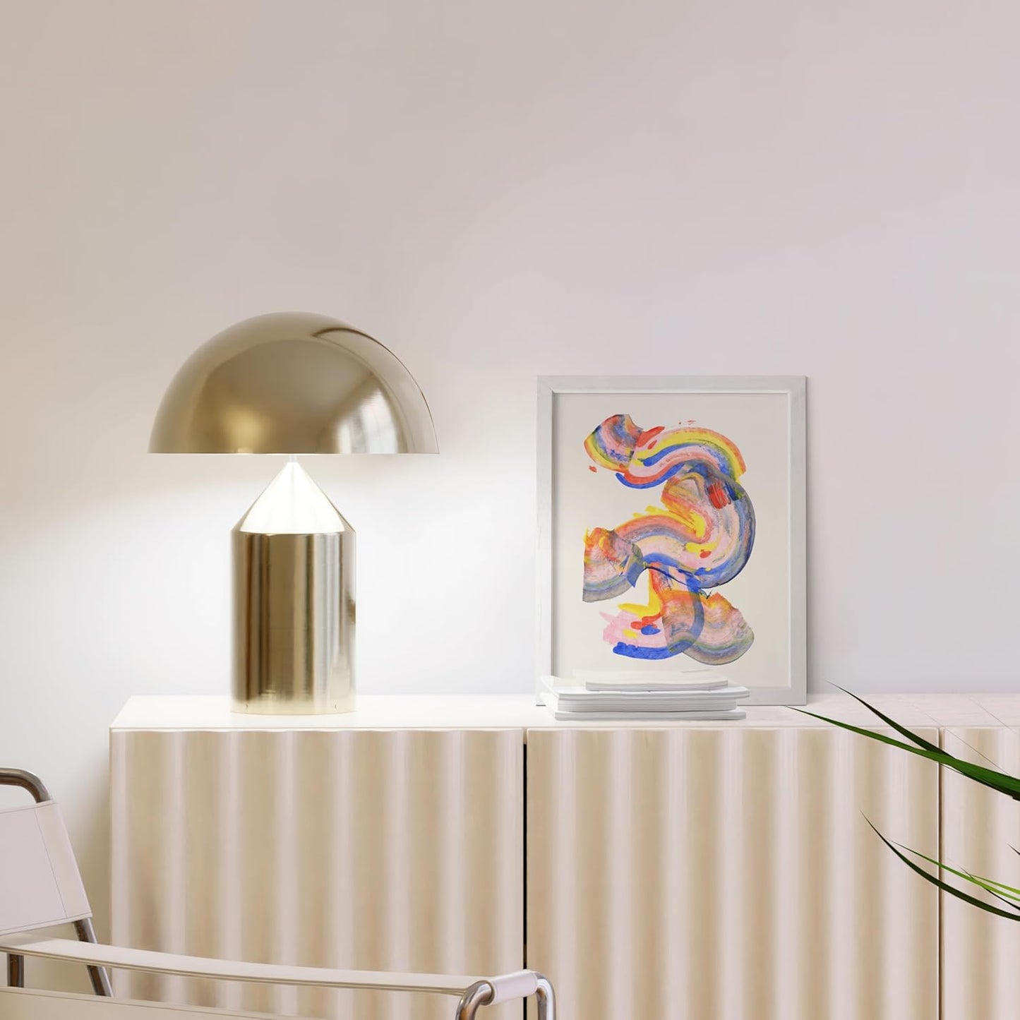 HAUS AND HUES Colorful Abstract Wall Art - Minimalist Retro Picture for Living Room Decor, Red and Pink Modern Wall Art Painting (Abstract Watercolor Swirls, White Frame, 8x10)