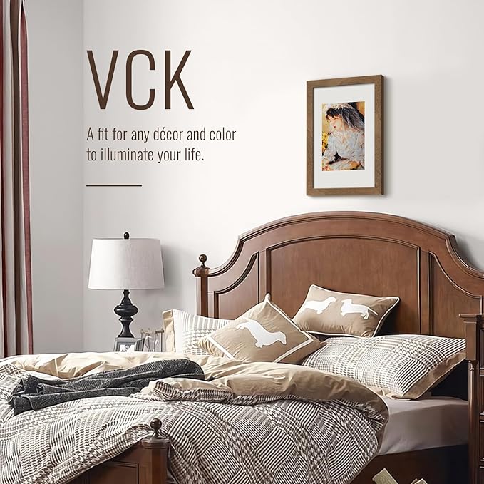 VCK 11x17 Picture Frame 3 Pack - Brown Walnut, Natural Wood Grain Solid Wood Poster Frame, Wall Gallery Frame