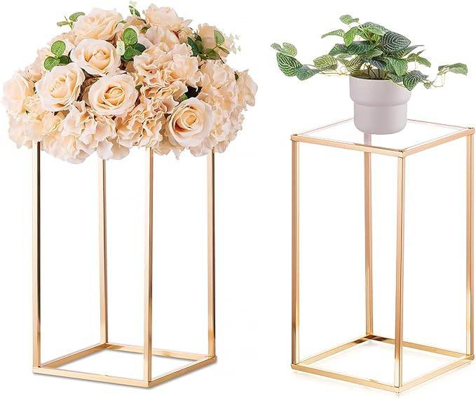 Sziqiqi Dining Table Centerpiece Small Flower Stand for Wedding - Engagement Party Decorations Dining Table Decor for Center Pieces Minimalism Cuboid Design 15.75inch