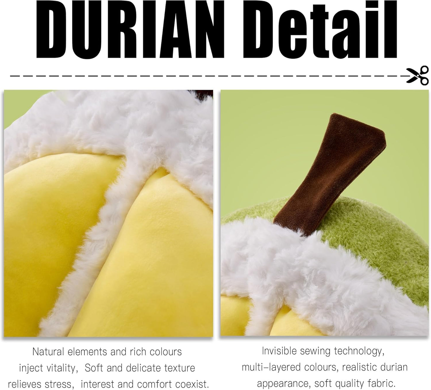 GIGIZAZA Throw Pillows Durian Cute Green Pillows Decorative Aesthetic Pillow for Bedroom Cushions Unique Fun Couch Throw Pillow 14 Inch Funky Fruit Pillows