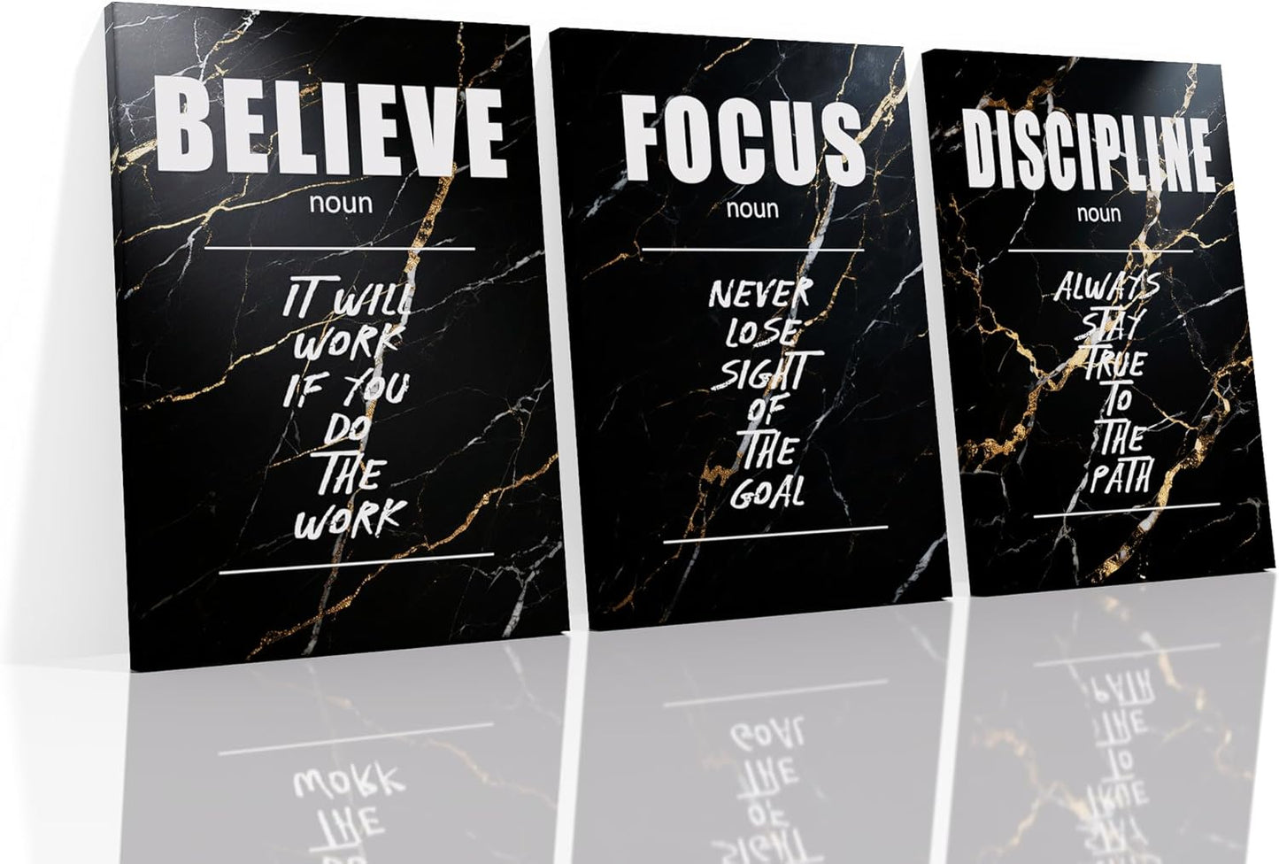 Believe Focus Discipline Entrepreneur Quotes Poster Print Motivational Pictures Painting Inspirational Canvas Wall Art for Office Bedroom Living Room School Wall Decor Ready to Hang [60''Wx28''H]