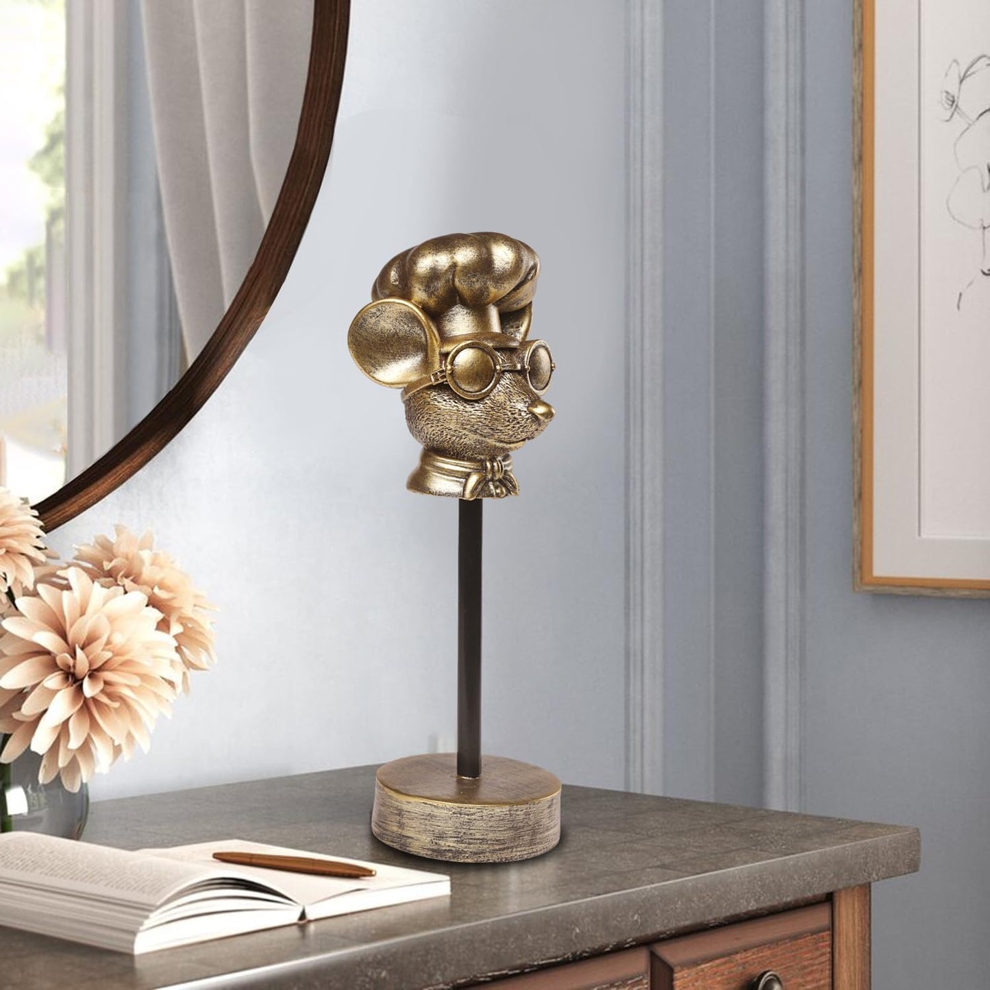 Handcrafted Resin Sculpture (Rat)- Statue Decoration Modern Home Decor Accent, Trending Living Room & Office Decor, Elegant Tabletop & Shelf Decor for Desk, Bookshelf, Nightstand