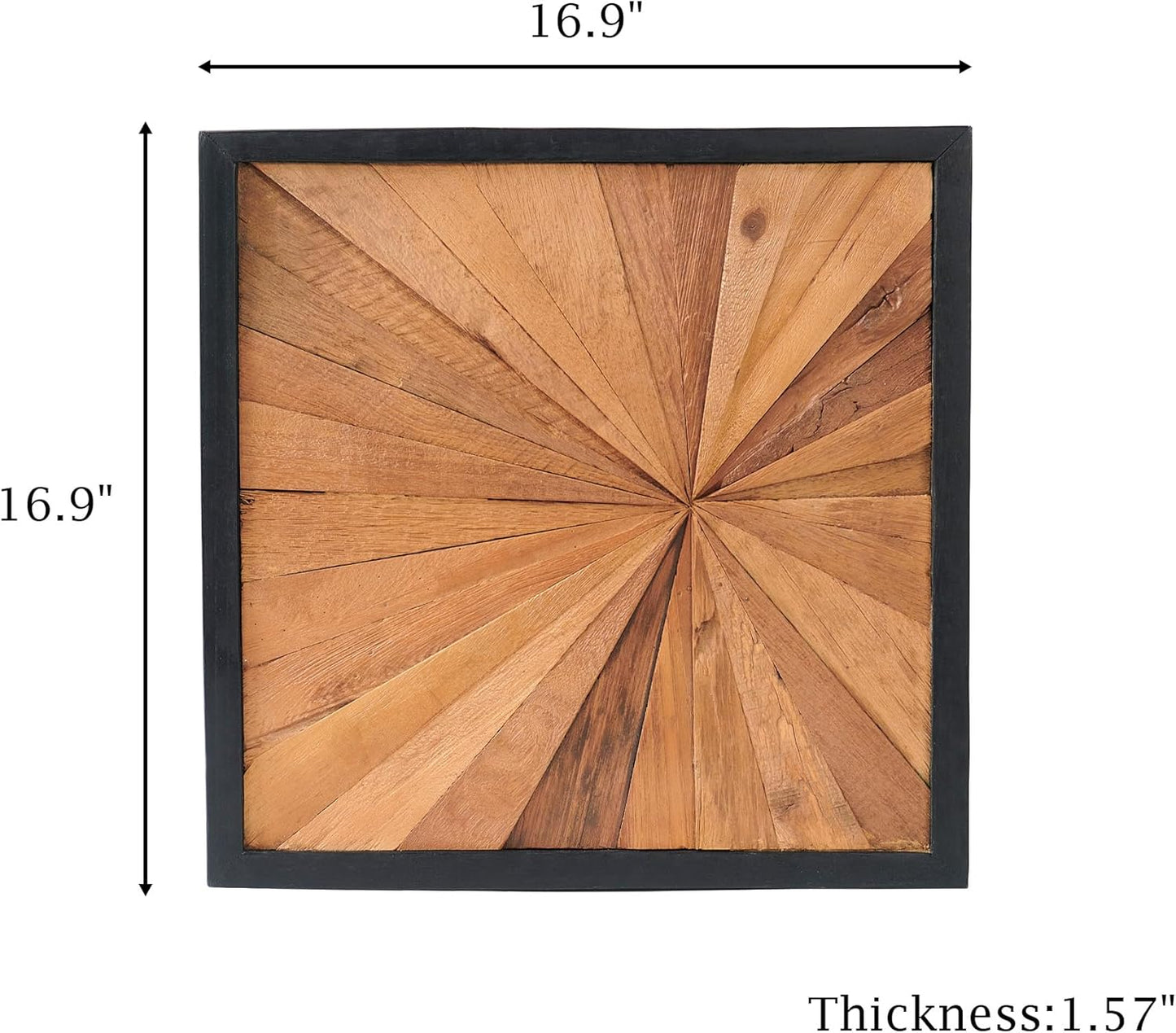 Greenage Natural Teak Wood Wall Decor 17"x17" Rustic Farmhouse Sunrise Pattern Wall Art Hanging Decoration Textured Wooden Frame Wall Panel for Home Living Room Bedroom Meeting Room