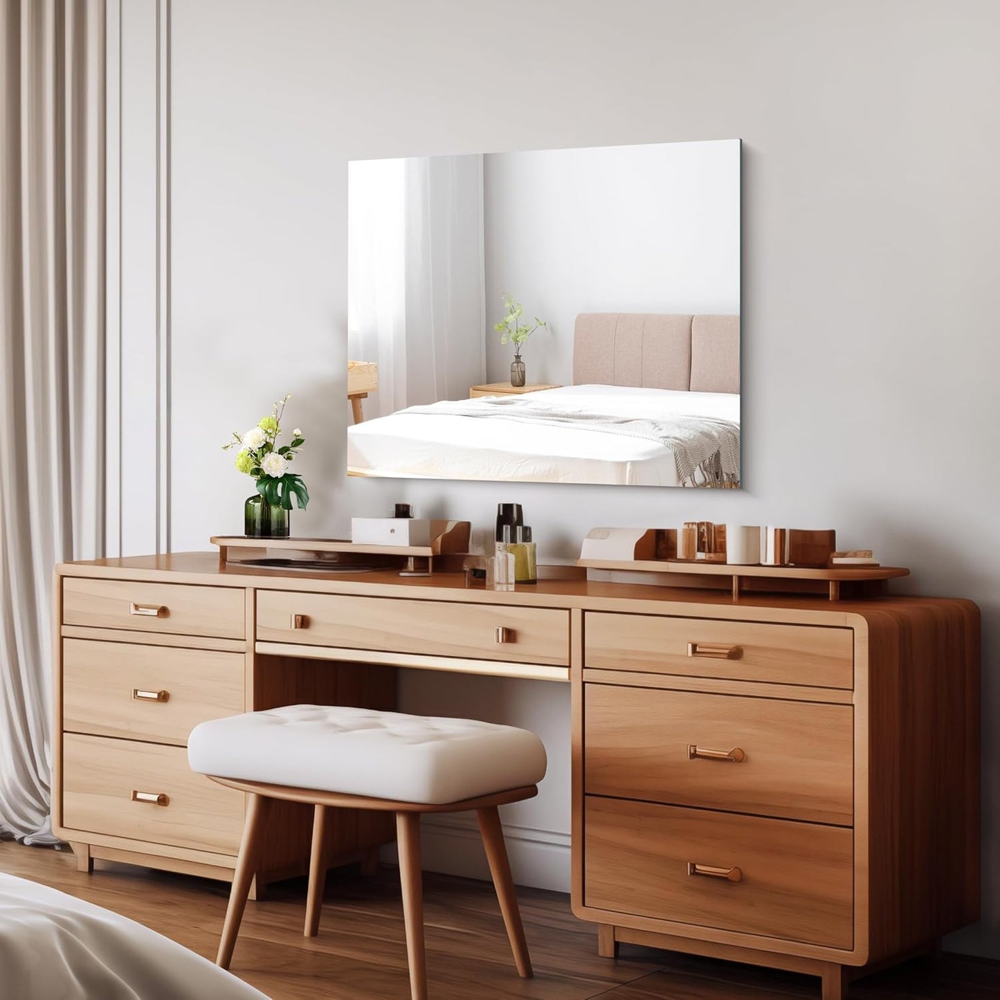 Frameless Mirror, 24x30 Inch Bathroom Mirror for Wall, Rectangle Bathroom Vanity Mirrors with Polished Edge, Hangs Horizontally or Vertically for Bathroom, Bedroom and Living Room