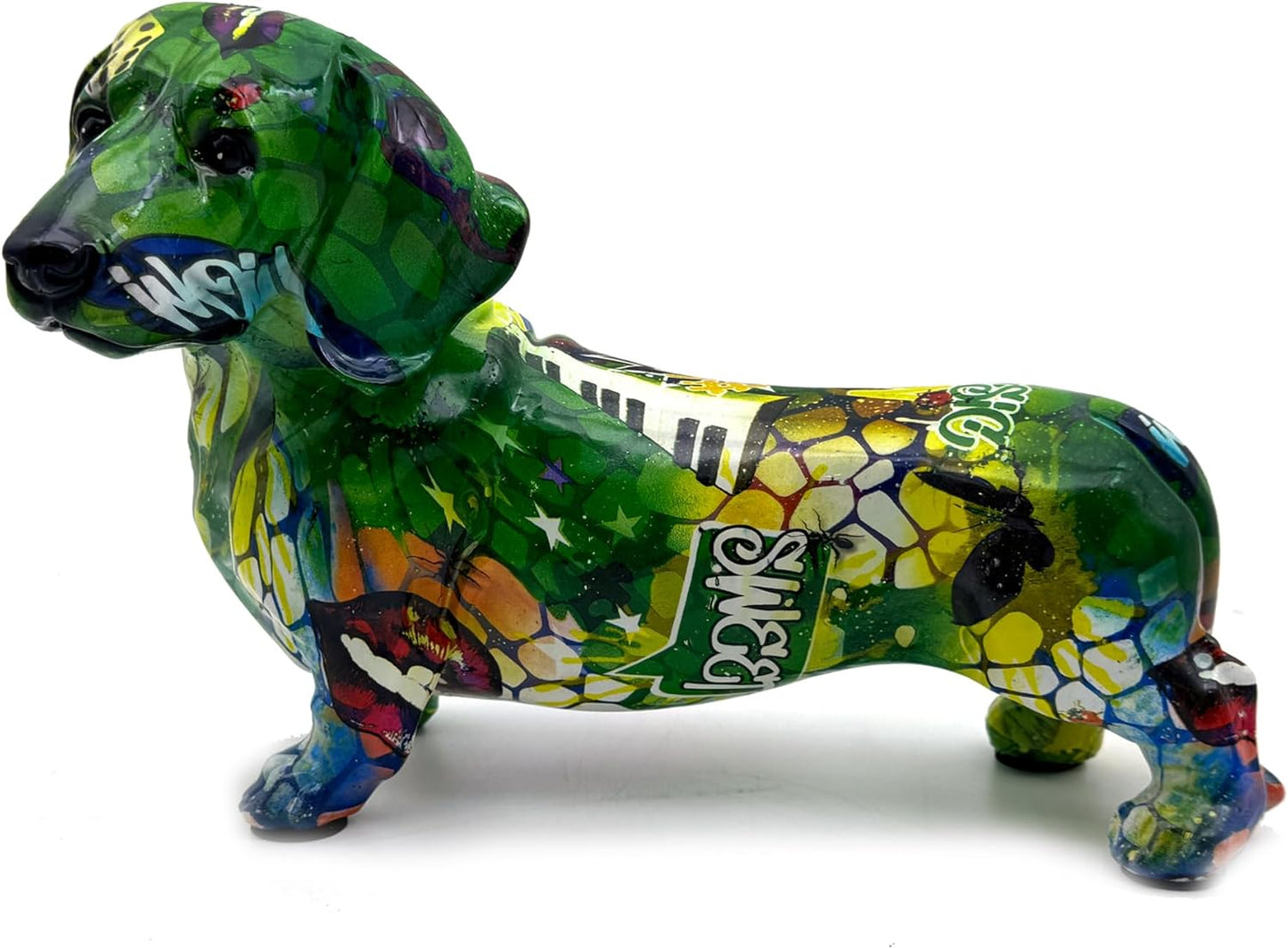 FUNSXBUG Colorful Dachshund Dog Statue Art Figurines Sculpture Collectibles Home Office Desktop Decor Outdoor Garden Display Decoration (Dachshund Dog 3)