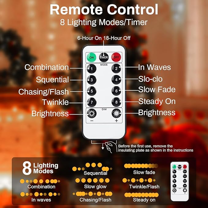 ZGWJ USB Fairy Lights Battery Powered Dual Power with Remote Timer, 1 Pack 50 LED 16FT Twinkle String Lights 8 Modes Waterproof for Bedroom,Halloween,Christmas,Parties Wedding Decoration Warm White