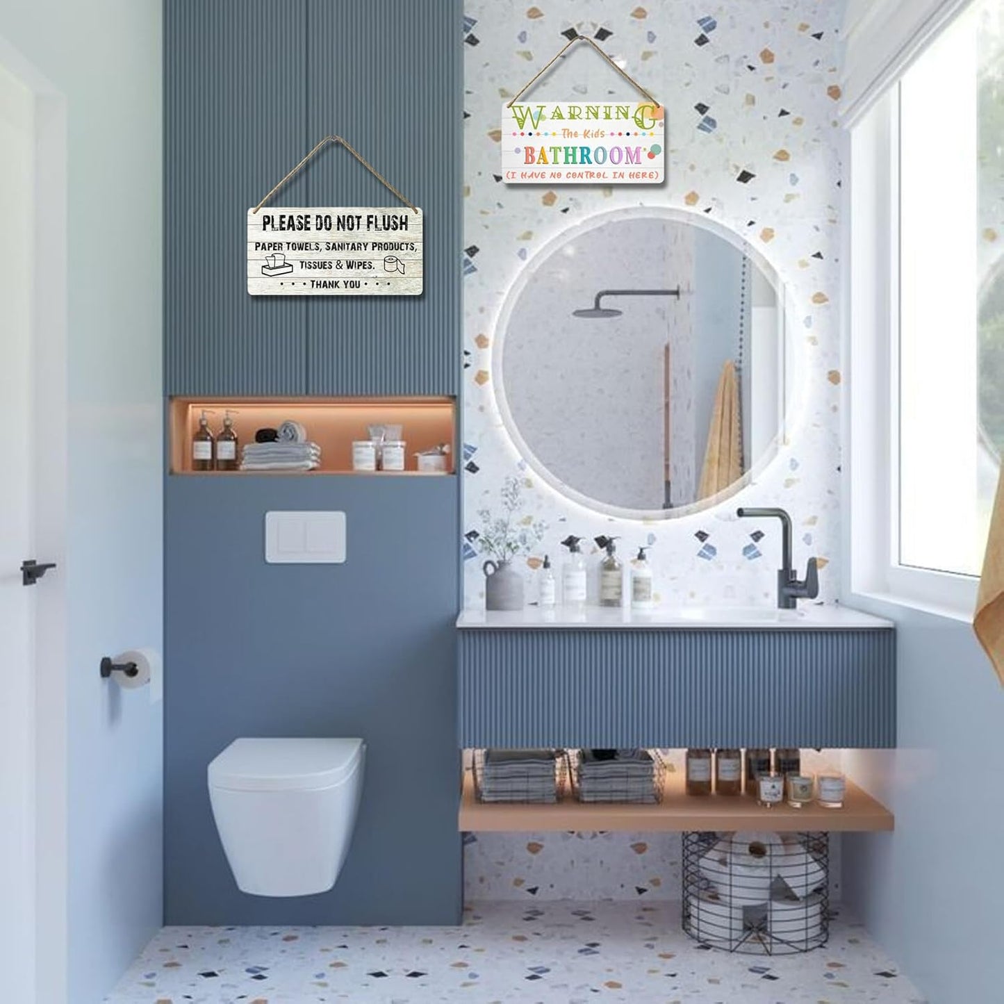 Kids Bathroom Wood Sign 'I Have No Control In Here' 12x6 Inch Rustic Humor Wall Art Decor