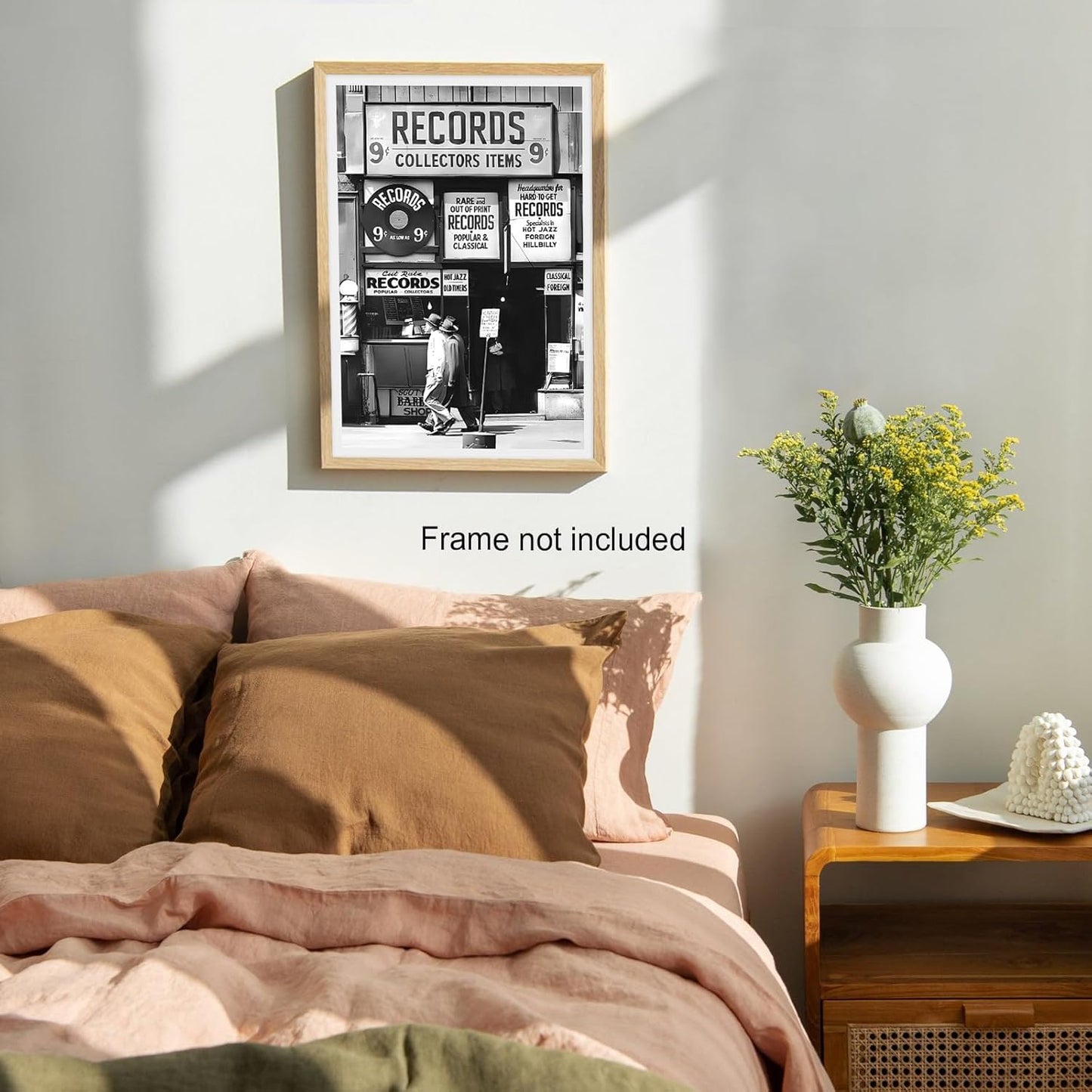 Fashion Black And White Photography Wall Art Vintage Preppy Record Shop Poster Retro Trendy Music Art Aesthetic Canvas Print for Music Lovers Gifts 12x16in Unframed