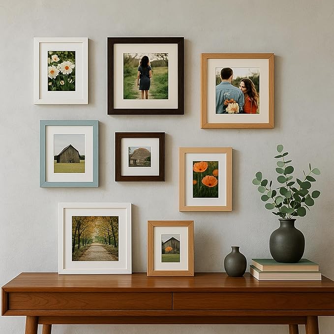 4x4 Oak Wood Picture Frame - 4"x4" Photo Frame, 4x4 Picture Frame Wood, Natural Solid Wooden Picture Frames for Wall Art Photo and Prints(1 Pack, Walnut)