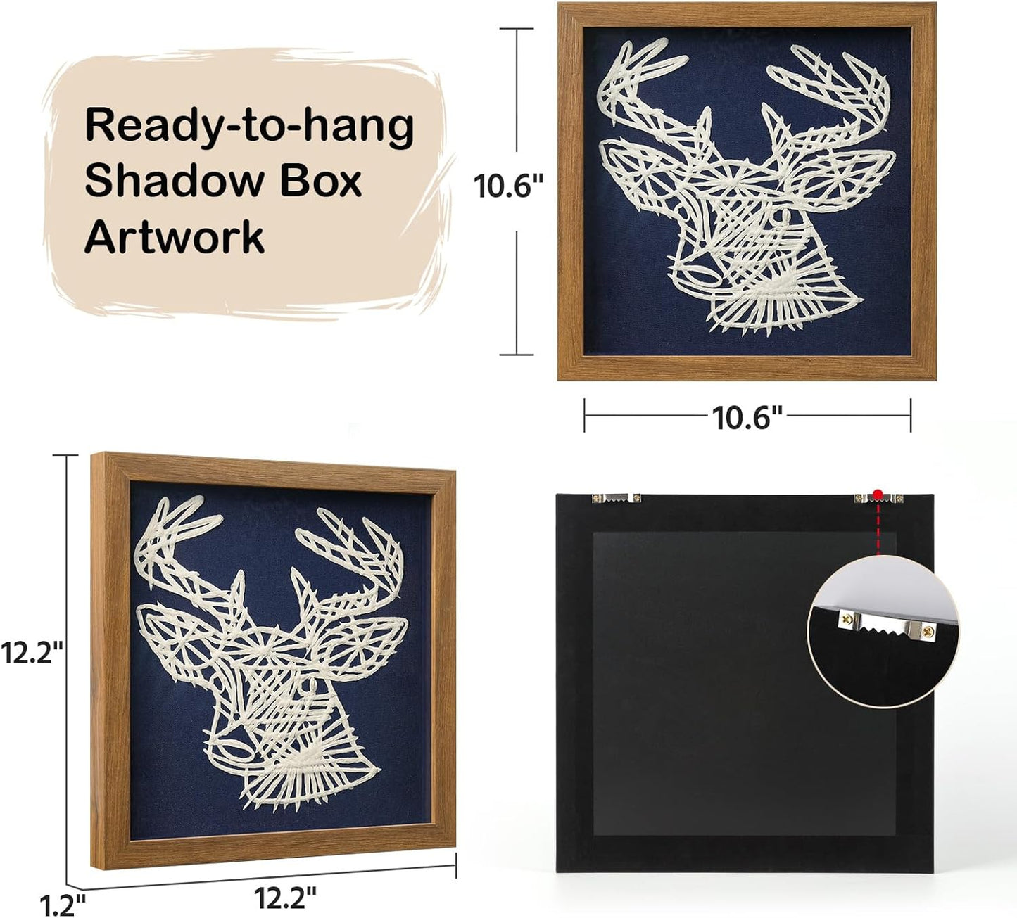 FOLKOR Framed Wall Art for Nursery Bedroom Above Desk, 3D Floating Deer Statue Rice Paper Shadow Box Art Decor for Home Office Gallery Wall, Vivid Handmade Artwork for Christmas Holiday Decoration