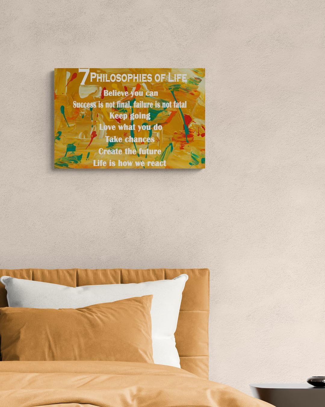 GoForArt 7 Philosophies Of Life Motivational Canvas Wall Art, Famous Quote Inspirational Prints Wall Decor, Poster for Office Living Room, Bedroom Dining Room Artwork Home Decoration 12x18in