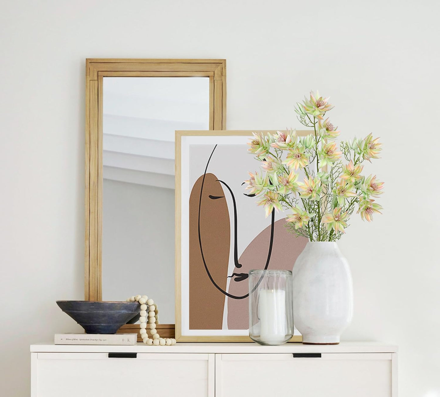 Hollyone 3Pcs Green-Pink Artificial Flowers Silk 26.3" Fake Protea Flower with Long Stem Faux Flowers Arrangement Branch with 6 Heads for DIY Wedding Party Centerpiece Floral Bouquets Table Home Decor