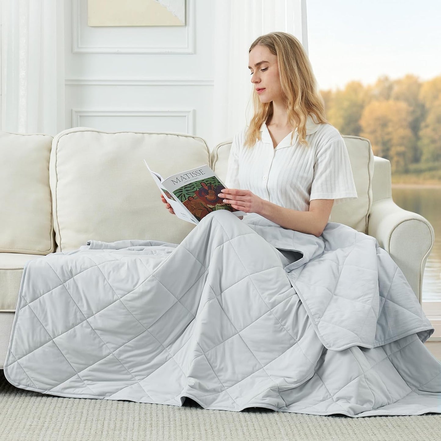 Cozy Bliss Cooling Throw Blanket for Hot Sleepers, Q-Max 0.4 Cooling Comfort 50x70, Cold Blankets for Night Sweats Sleeping, Ultra-Cool Lightweight Breathable Summer Blanket for Bed Travel