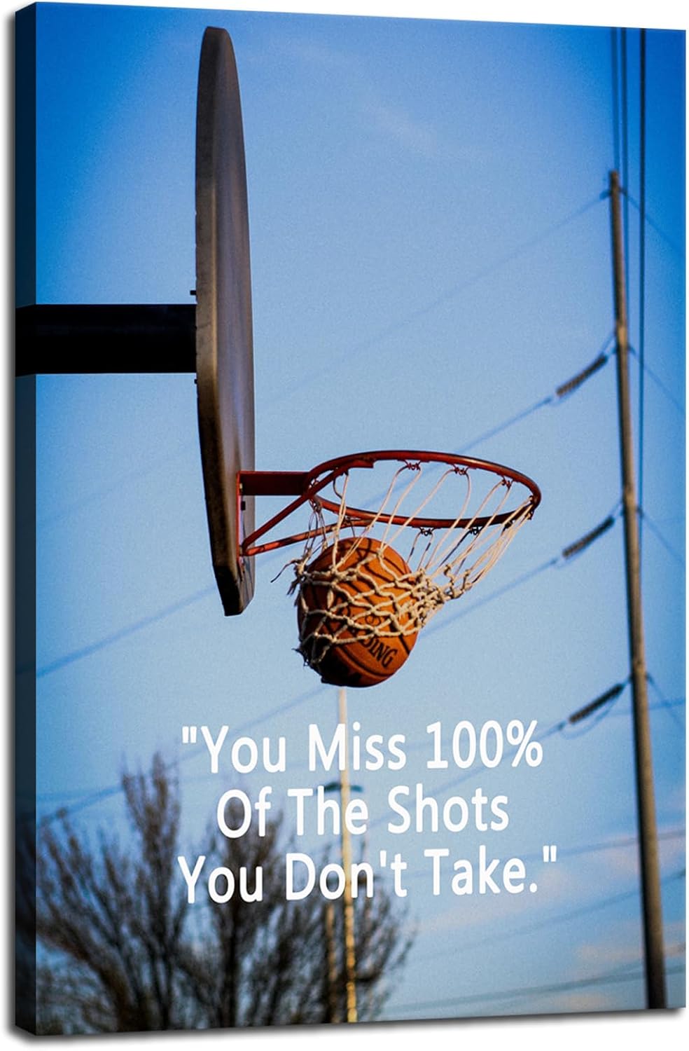 Inspirational Canvas Wall Art You Miss 100% Of The Shots You Don't Take Inspiring Poster Office Wall Decor Motivational Quotes Print Artwork Painting Picture Home Living Room Framed[12''W X 18''H]