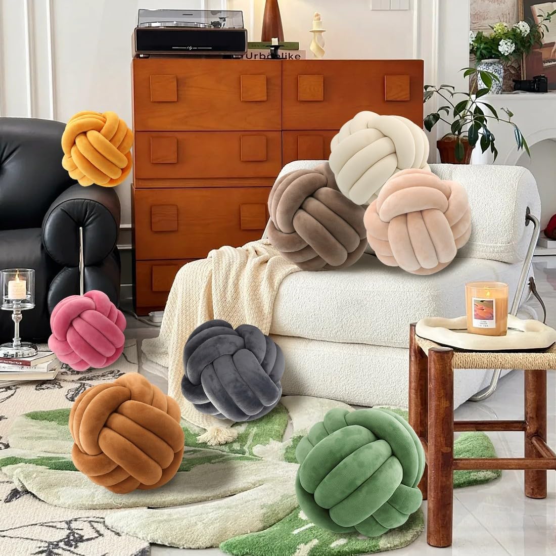 Knot Pillow Ball-Shaped Decorative Throw Pillows,TUR 27cm Cute Couch Cushion Knotted Plush Pillow Suitable for Living Room Decoration Handmade Braided Throw Pillows