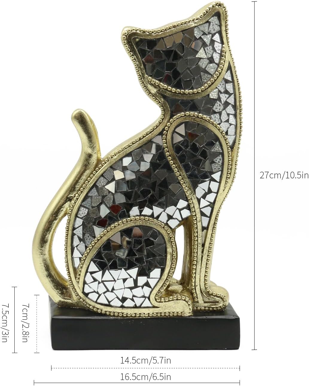 Lukitas Sitting Cat Figurine, Two-Faced Kitten Statue, Unique Animal Sculpture Home Decor for Living Room Office Garden, Resin