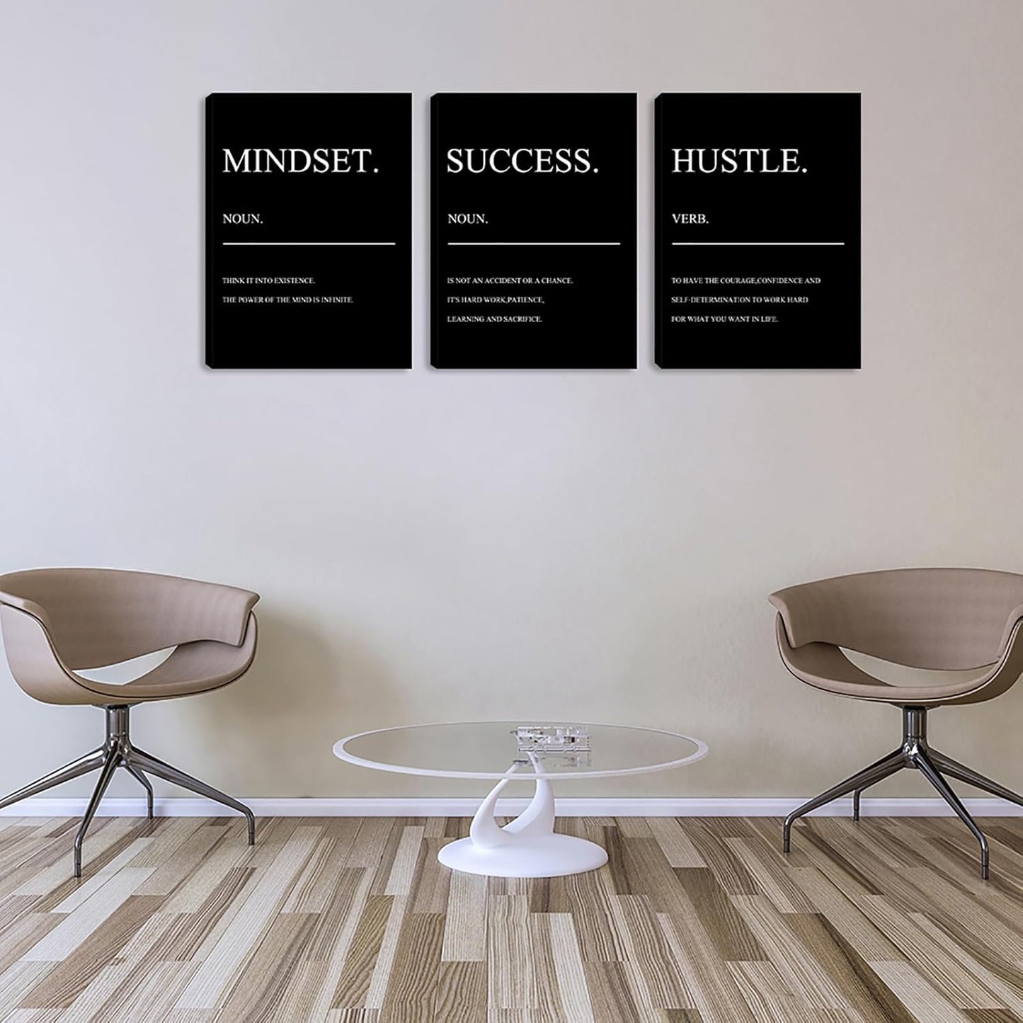 Inspiring Hustle Painting Prints Motivational Black Quotes Success Noun Posters Office Wall Decor Artwork Inspirational Canvas Wall Art Home Living Room Bedroom Framed Artwork (48" Wx24 H)