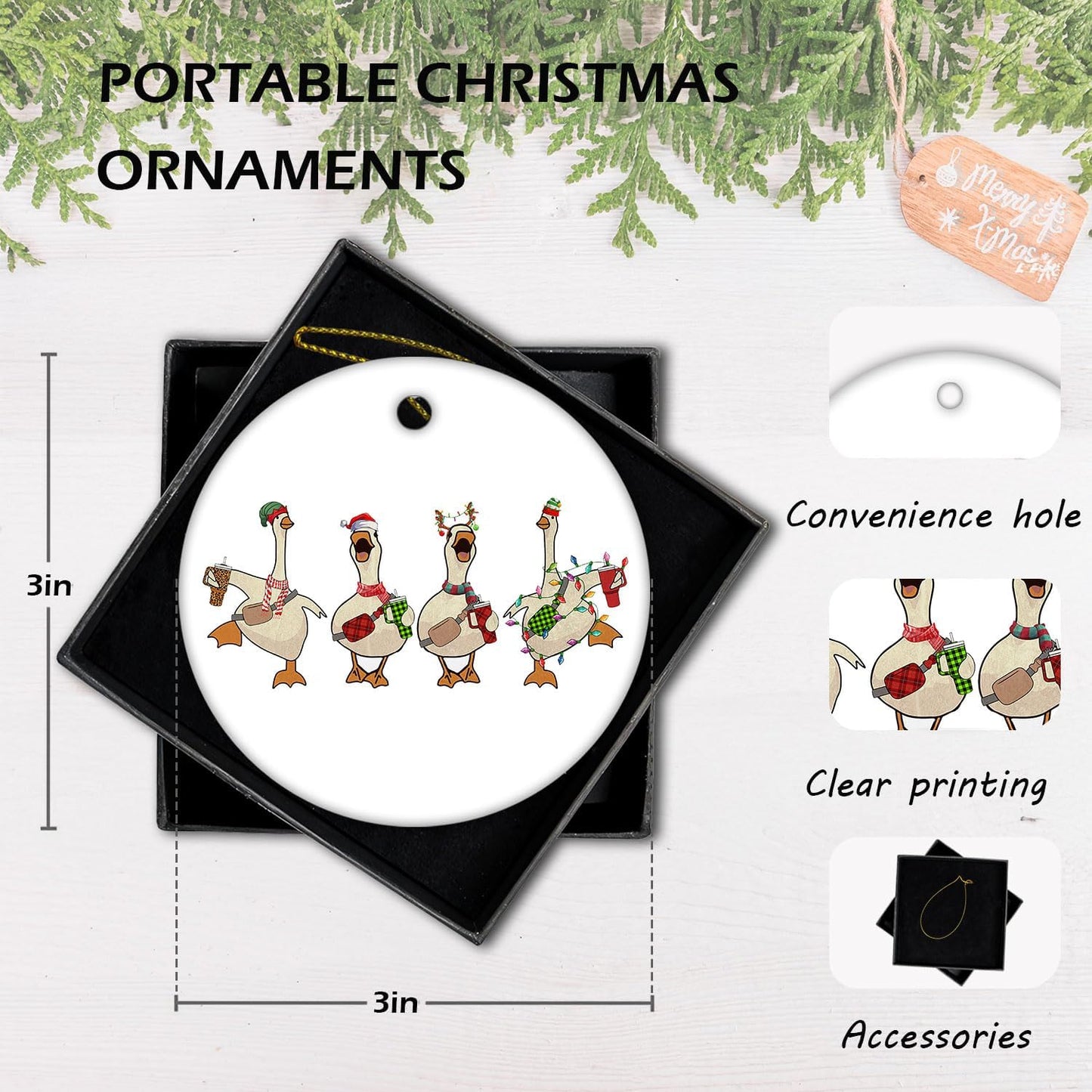 Goose Christmas Tree Ornament, Decorative Hanging Decor and Gift