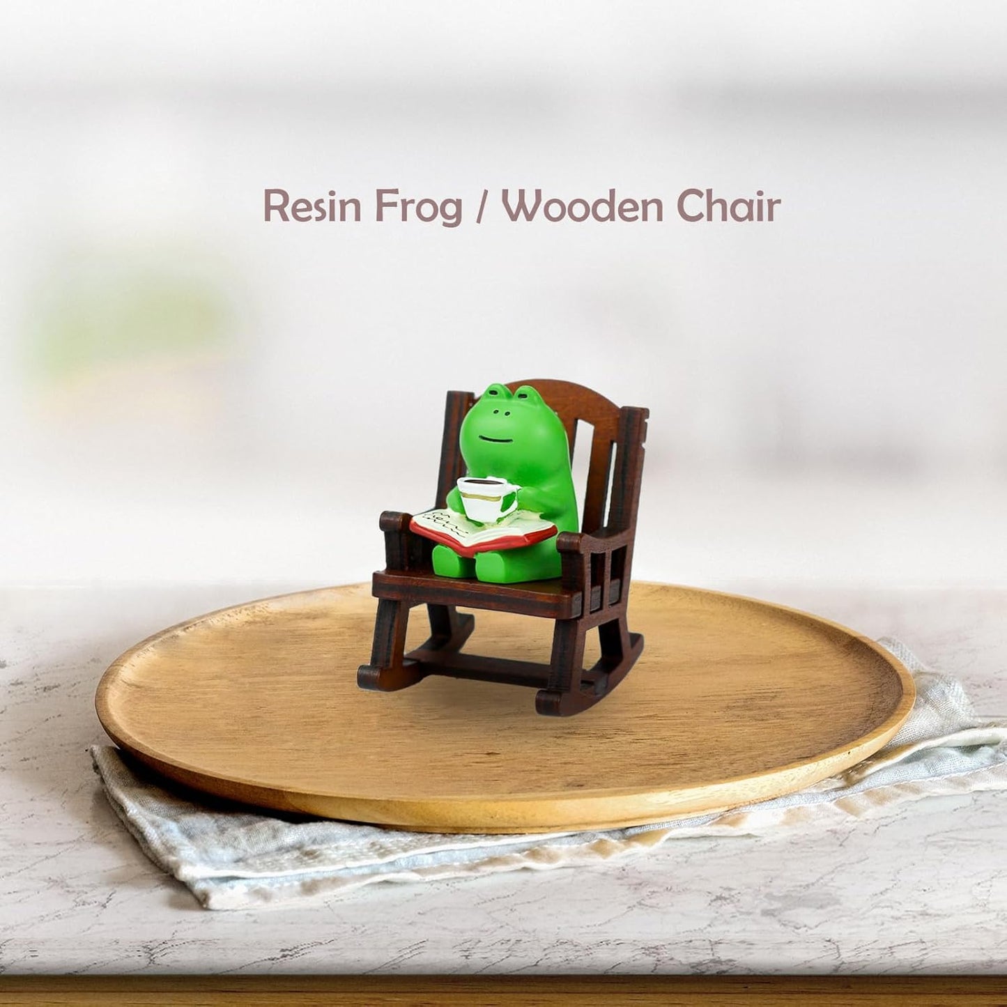 Cute Mini Frog Figurine with Small Sofa Resin Figure for Office Home Decor for Frog Lovers (Rocking Chair)