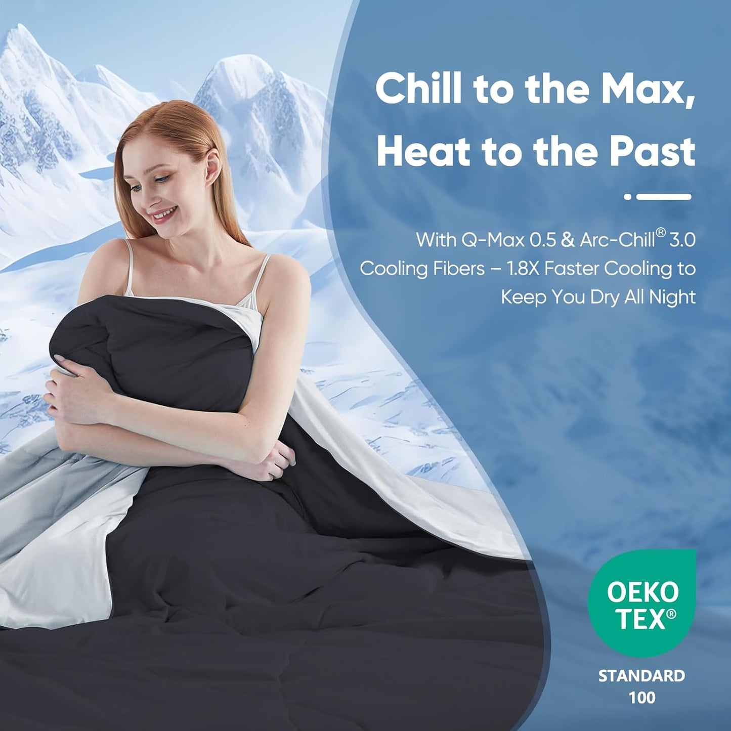 Elegear Cooling Comforter King Absorbs Body Heat to Keep Cool, Cooling Blanket for Hot Sleepers Japanese Arc-Chill 3.0 Cool Tech Fabric Summer Comforter Hypo-Allergenic Cooling Quilt - Black/Gray