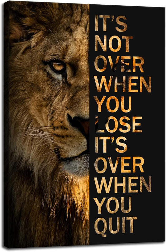 Lion Motivational Posters Animal Canvas Wall Art Inspirational Quote Picture Print Painting Modern Inspiring Artwork Decor for Living Room Bedroom School Office Decor Ready to Hang[12''W X 18''H]