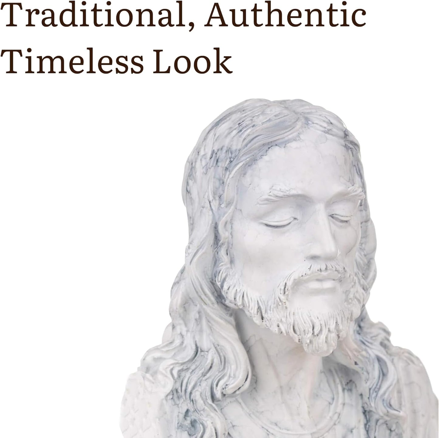Jesus Statue 12" Marble - Meditation Statue Decor - Jesus Figurine for Any Room - Great Gift for Christians or Spiritual Friends