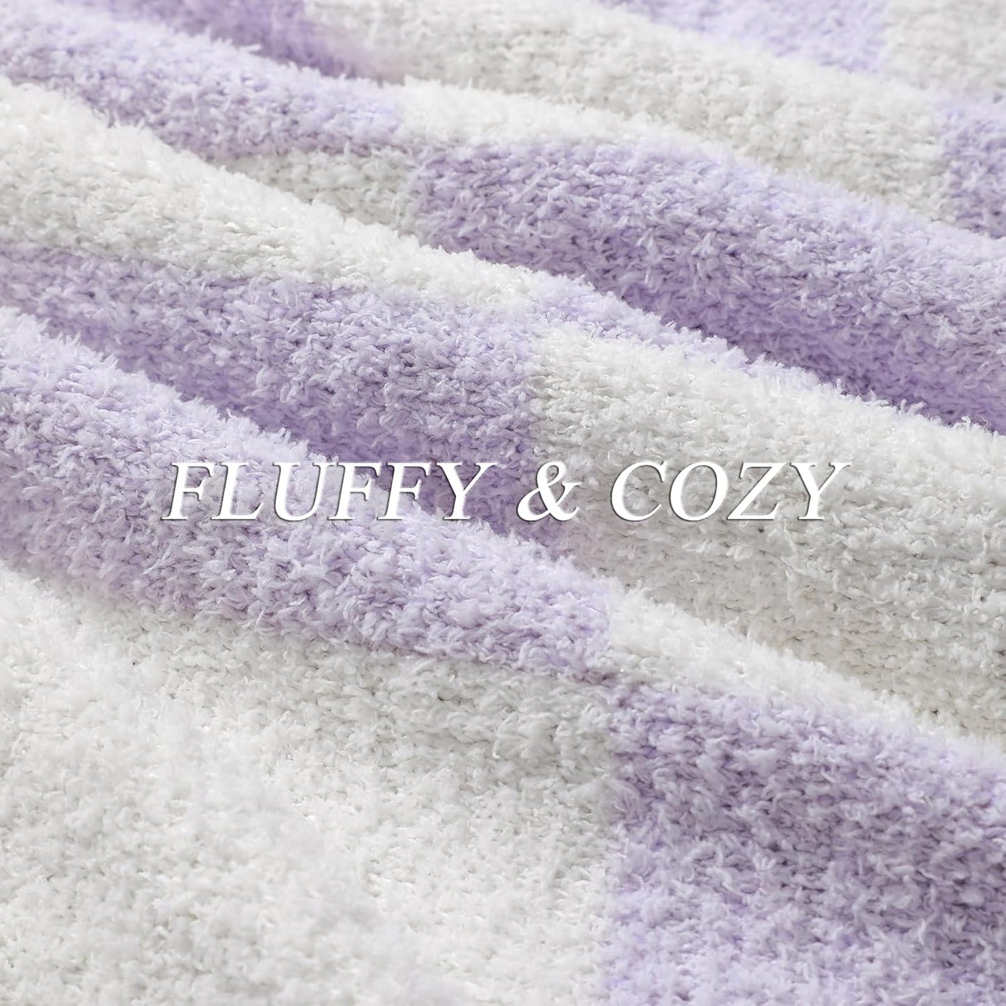 bearberry Fuzzy Checkerboard Grid Throw Blanket Soft Cozy Warm Microfiber Bed Blanket Decor for Couch Sofa Bed Travel Home (Purple, 60''x80'')