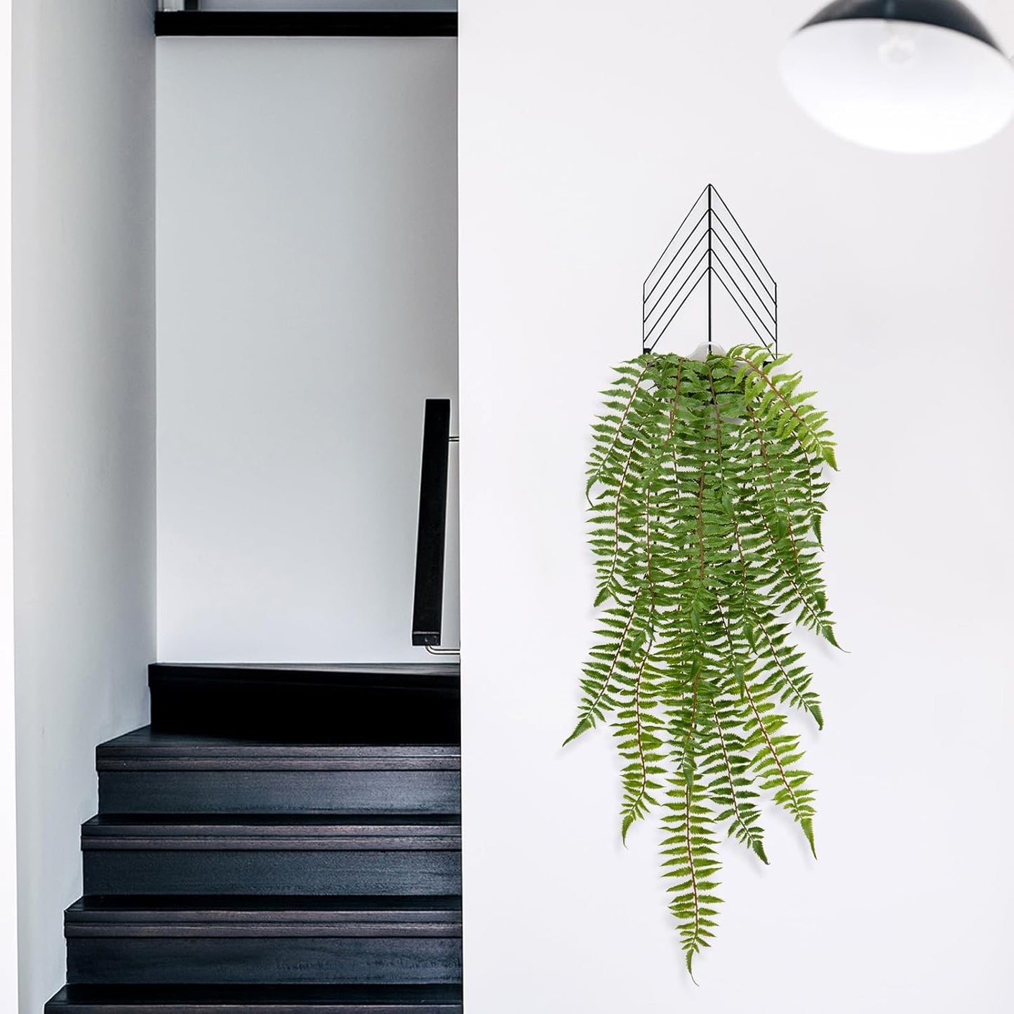 Hollyone Artificial Fern Hanging Plants Potted Fake Boston Ferns Ivy Vines Hanging Wall Plants Realistic Faux Ferns Greenery Plants for Wall Outdoors Indoors Home Office Garden Patio Decorations