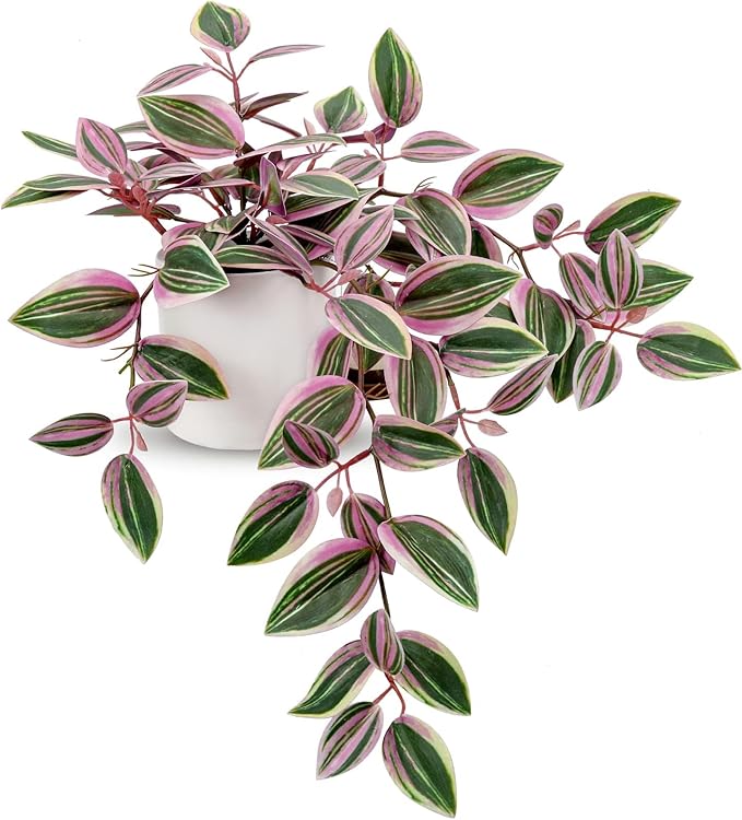 Fake Hanging Plants in Ceramic Pot, 20 Inch Artificial Pink Ivy Leaves Plant Faux Greenery Vine Plants for Home Bedroom Office Table Shef Desk Indoor Outdoor Decor Pink