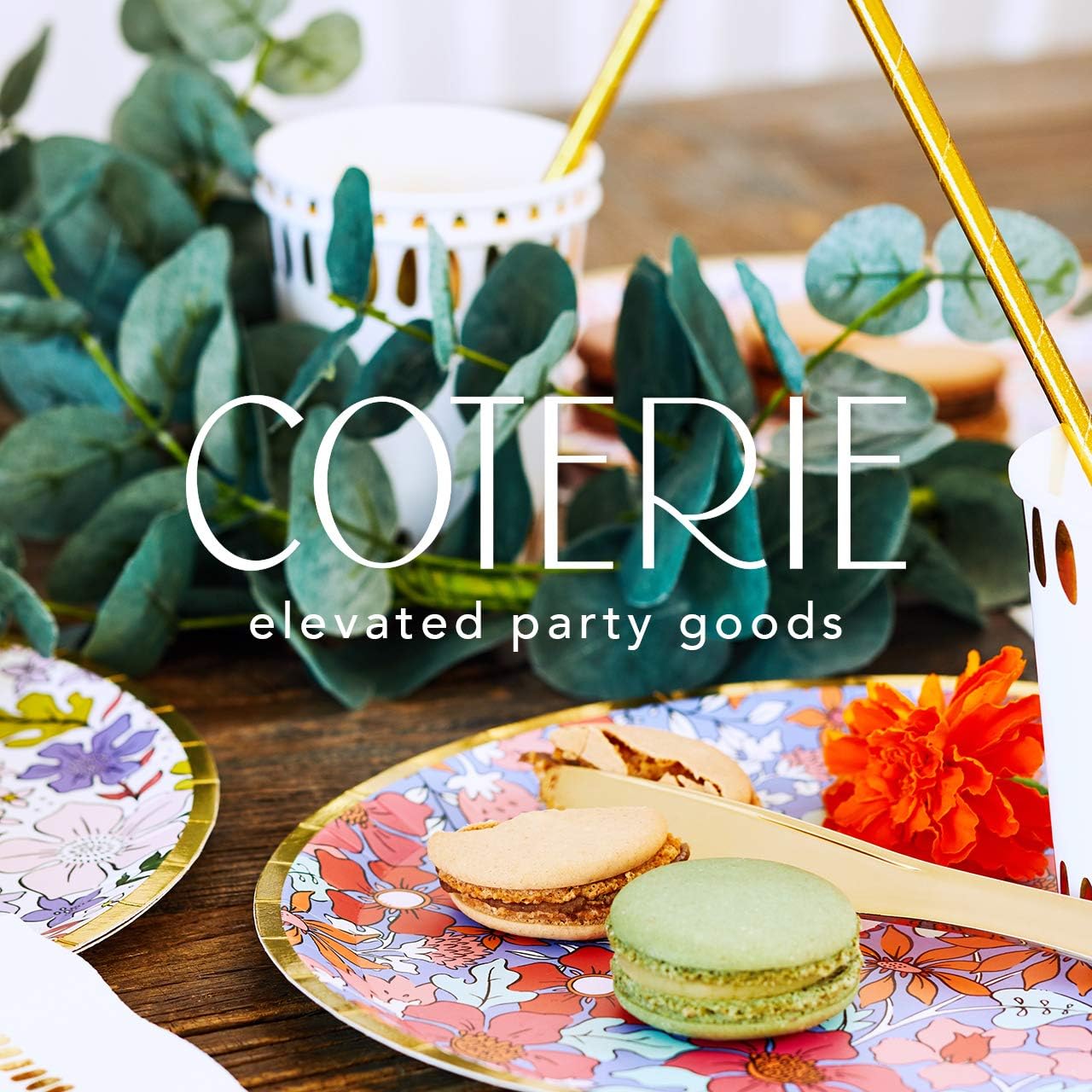 Coterie Floral Paper Plates (Set of 10 large plates) - Party For Tea Party, Bridal Shower, Garden Baby Shower Decorations | 9.25” Fancy 2 Each Design
