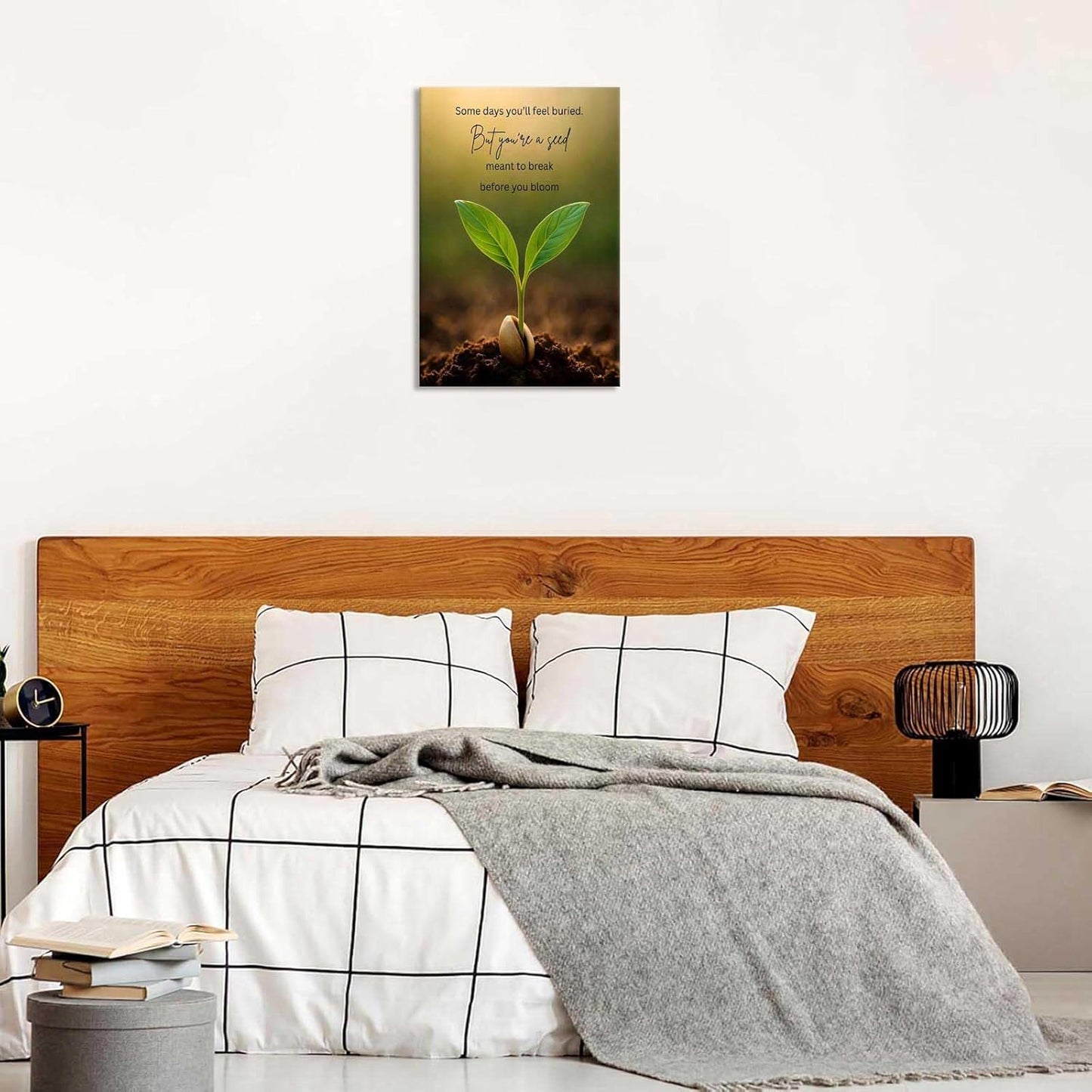 Inspirational Mental Health Poster Growth Mindset Wall Art Inspirational Text Seeds Prints Painting For School Office Wall Decor 24x36in Framed