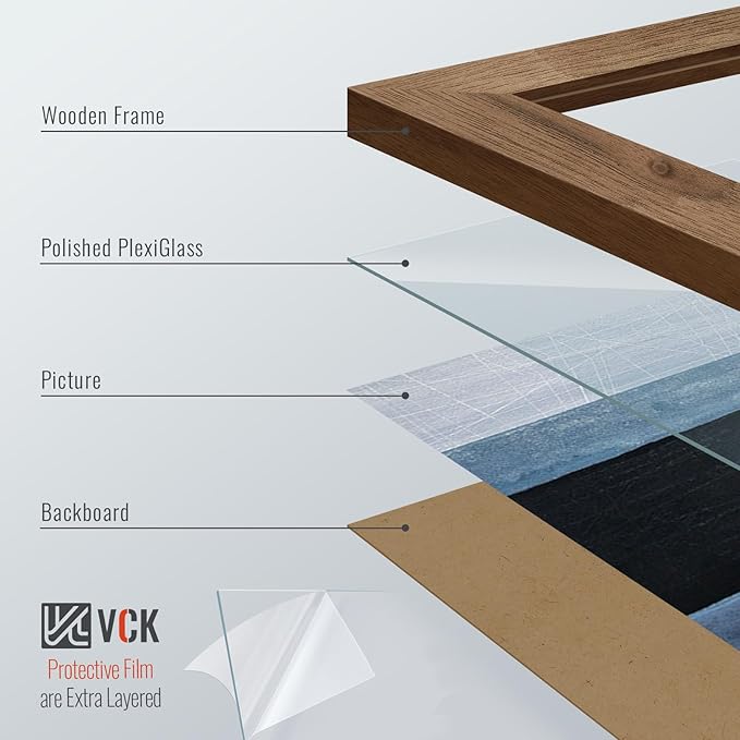 VCK 20x30 Frame for Poster & Picture - Brown Walnut 3 pk, Natural Wood Grain Solid Wood Wall Gallery Frame