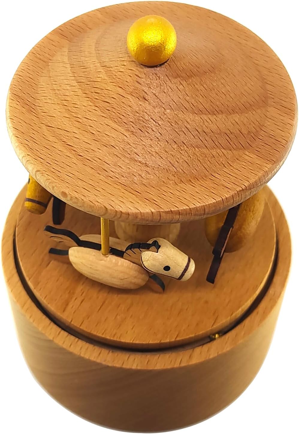 Mini Carousel Music Box, Palm Sized Carousel Music Box, Small Wooden Mechanical Music Box, for Friend Mother Grandmother