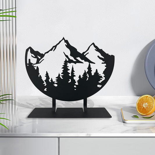 Metal Mountain Table Top Decor, Forest Decorative Sign, Woodland Tabletop Decor, Tabletop Decorative Accents, Travel Adventure Table Centerpiece for Home Farmhouse