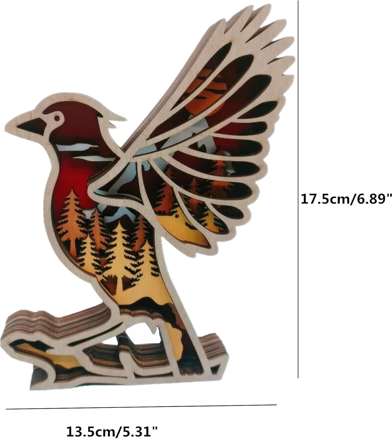 Forest AnimalDesk Art Decor Wooden Farmhouse Table Decoration, Cabin Nursery Mountain Decor for Bedroom Living Room (Bird)