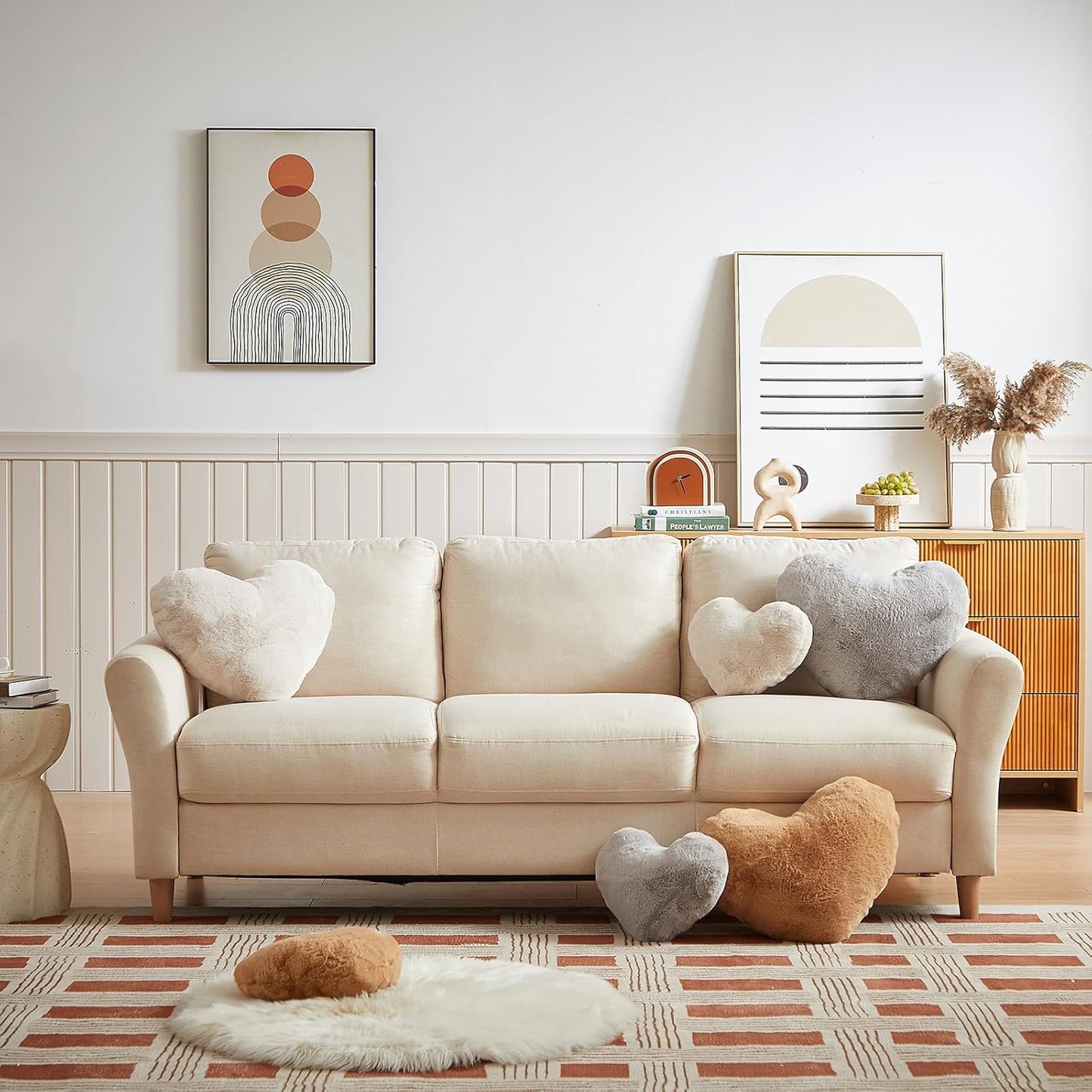 EastTree Beige Heart Shaped Pillows, Ultra Soft Extra-Large Fluffy Love Throw Pillows, Gifts for Women & Girls, Living Room Decor - 15x18 Inch