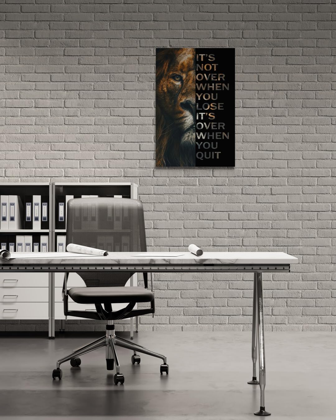 GoForArt Inspirational Canvas Wall Art, Motivational Animal Success Words Motto Office Bedroom Poster Print, Modern Lion Positive Dorm Room Wall Decor 12x18in