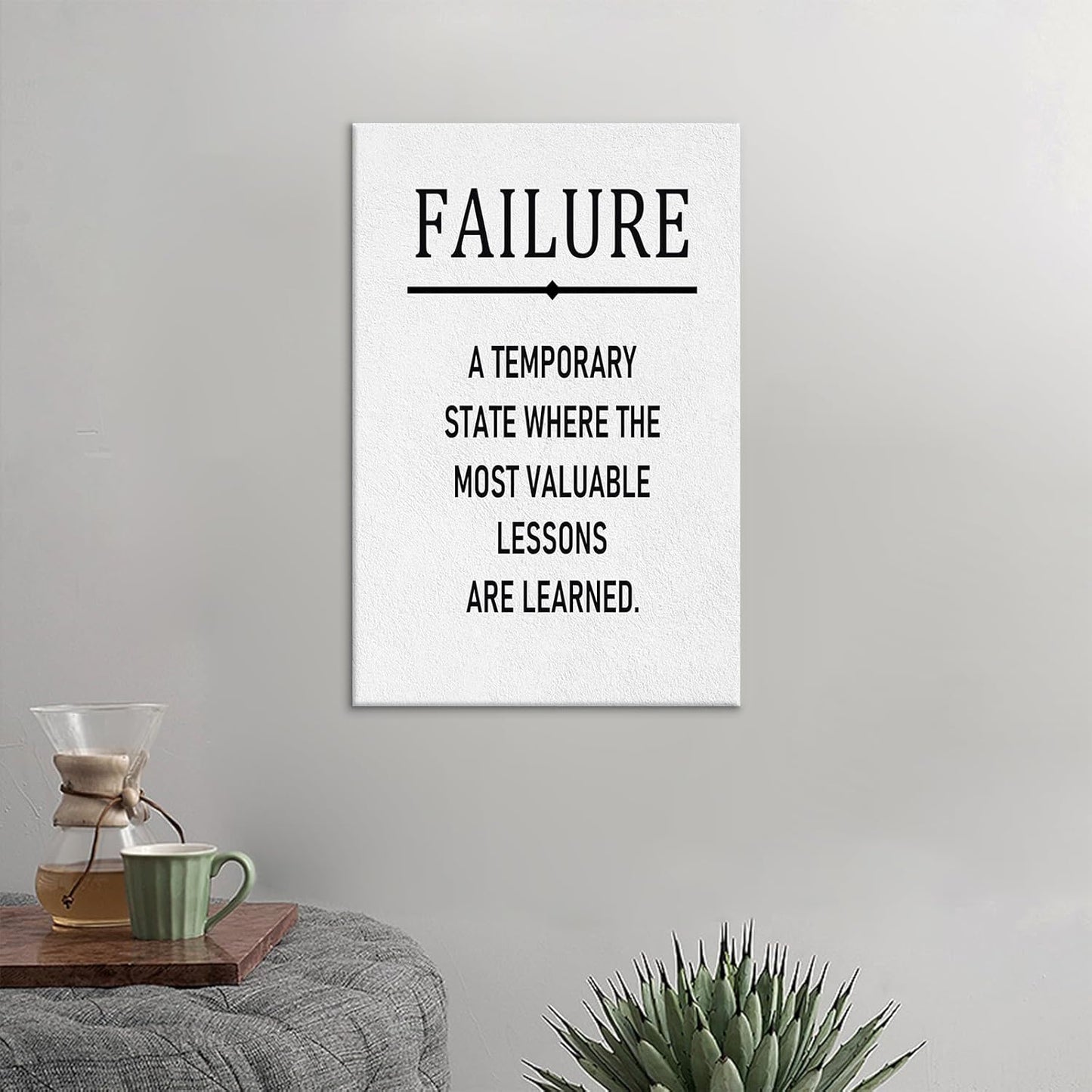 Inspirational Canvas Wall Art Home Decor Poster Print Temporary Failure Motivational Entrepreneur Picture Painting Artwork for Modern Home Teens Bedroom Classroom Ready to Hang [12''W X 18''H]