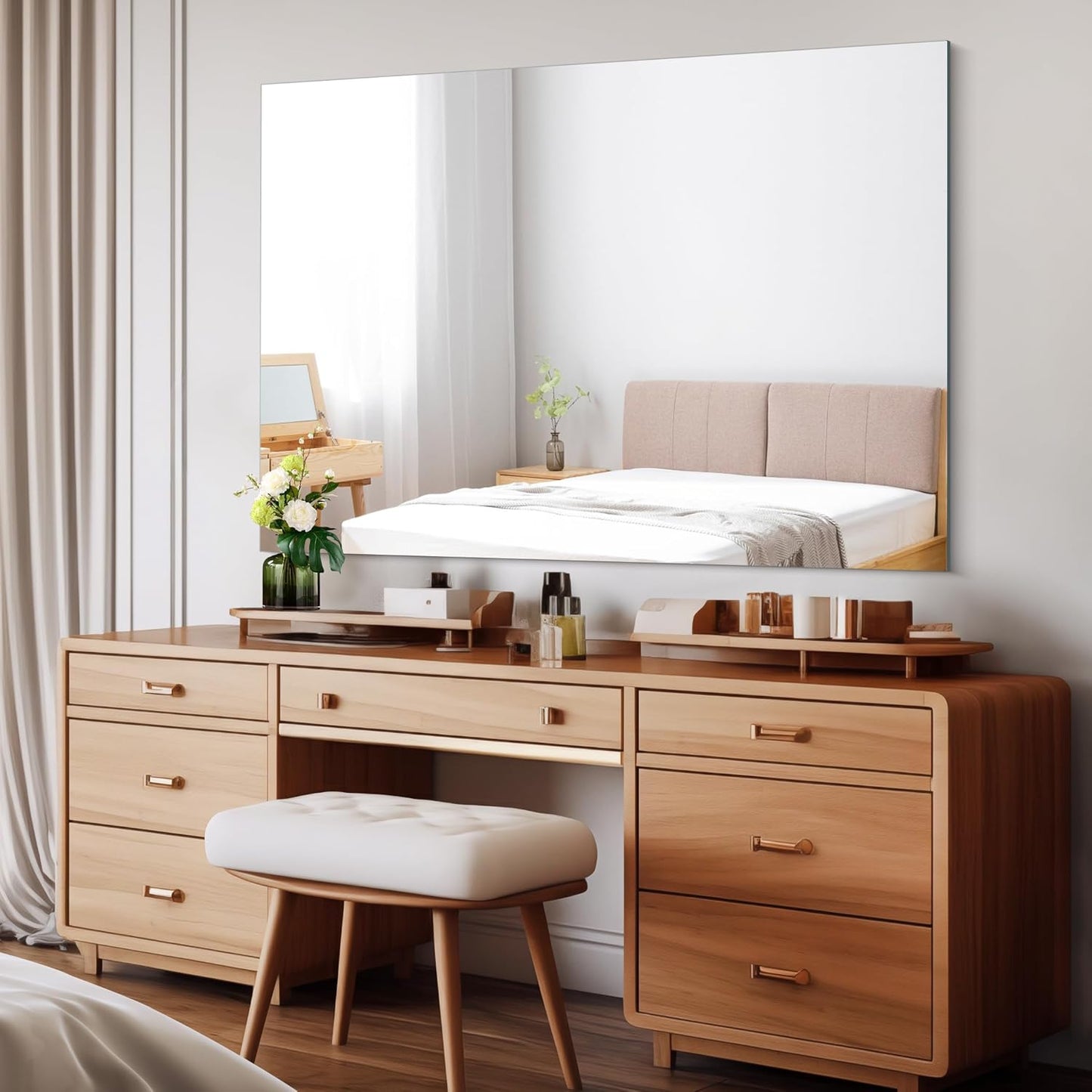 Frameless Rectangle Mirror, 36x48 Inch Large Bathroom Mirrors for Wall Over Sink, Upgraded Shatterproof Vanity Mirror with Polished Edge for Bathroom,Bedroom,Living Room and Entryway