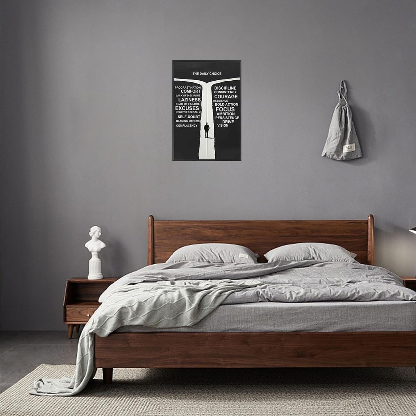 Inspirational Self-Discipline Poster Growing Up The Daily Choice Wall Art Discipline Vs Comfort Choose Prints Painting For Living Room Bedroom Office Wall Decor 24x36in Framed