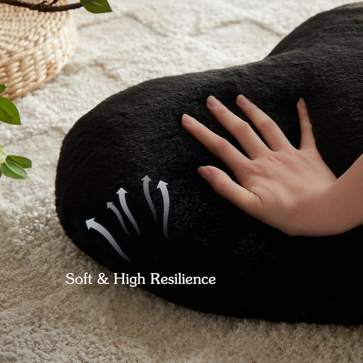 EastTree Heart Pillows, Black Heart Shaped Pillows, Love Throw Pillows Gifts, Ultra Soft Faux Rabbit Fur Small Cute Pillows, Women Girls Kid Room Decor 10x13 Inch